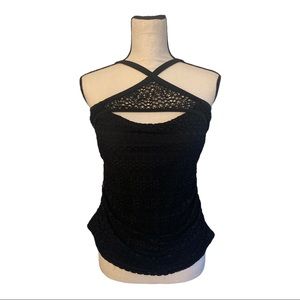 Crocheted High Neck Tankini Top